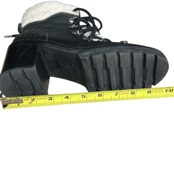 Mark Fisher,boots,sheep fur,Black leather biker wm sz 7.5 chunky heel,platform - Picture 11 of 15